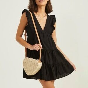 Altar'd State mini Black Ruffle dress size xs